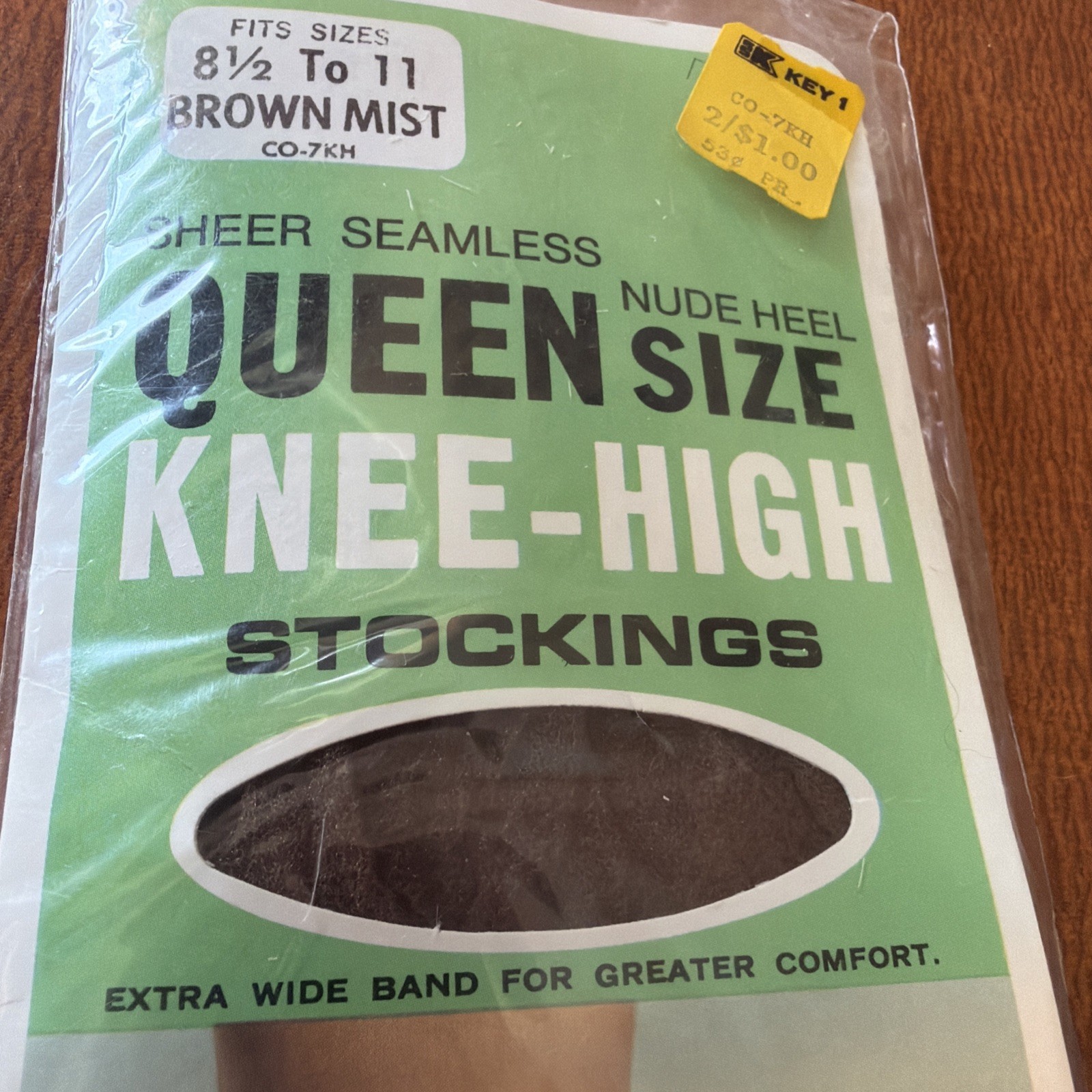 VTG NOS Knee Highs Nylons Brown 8 1/2 – 11 Sheet Seamless 1960s 1970s