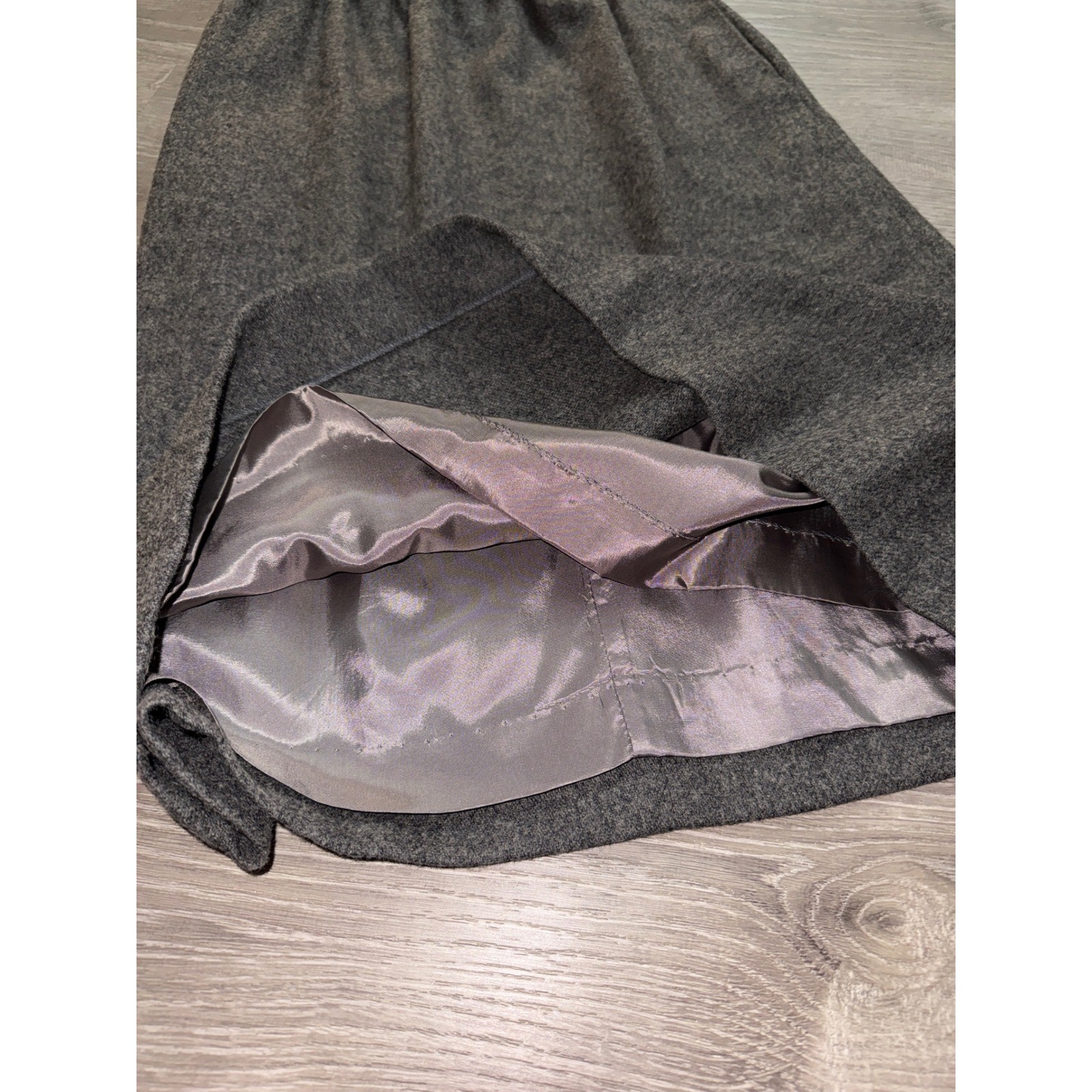 Barclay Square Vintage Secretary Grey Wool Blend Belted Midi Skirt Lined Size 10