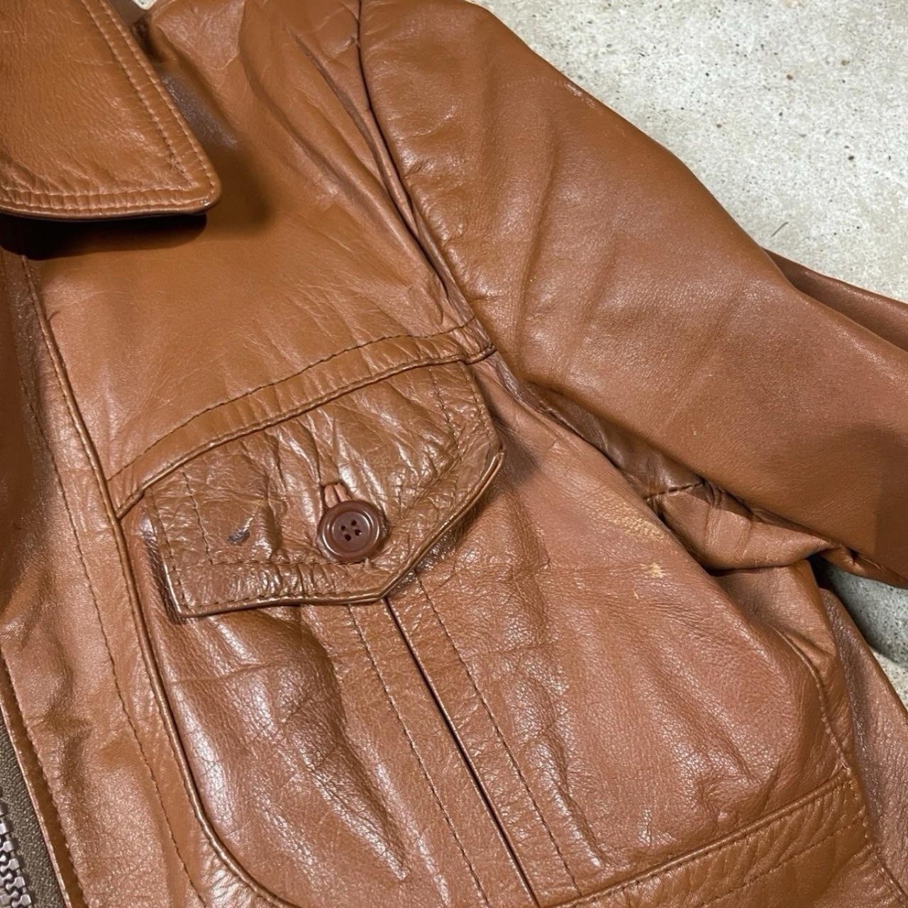 Vintage 60s Reed Leather Jacket Western Burnt Orange Zip Up Biker Mod Size 40 M