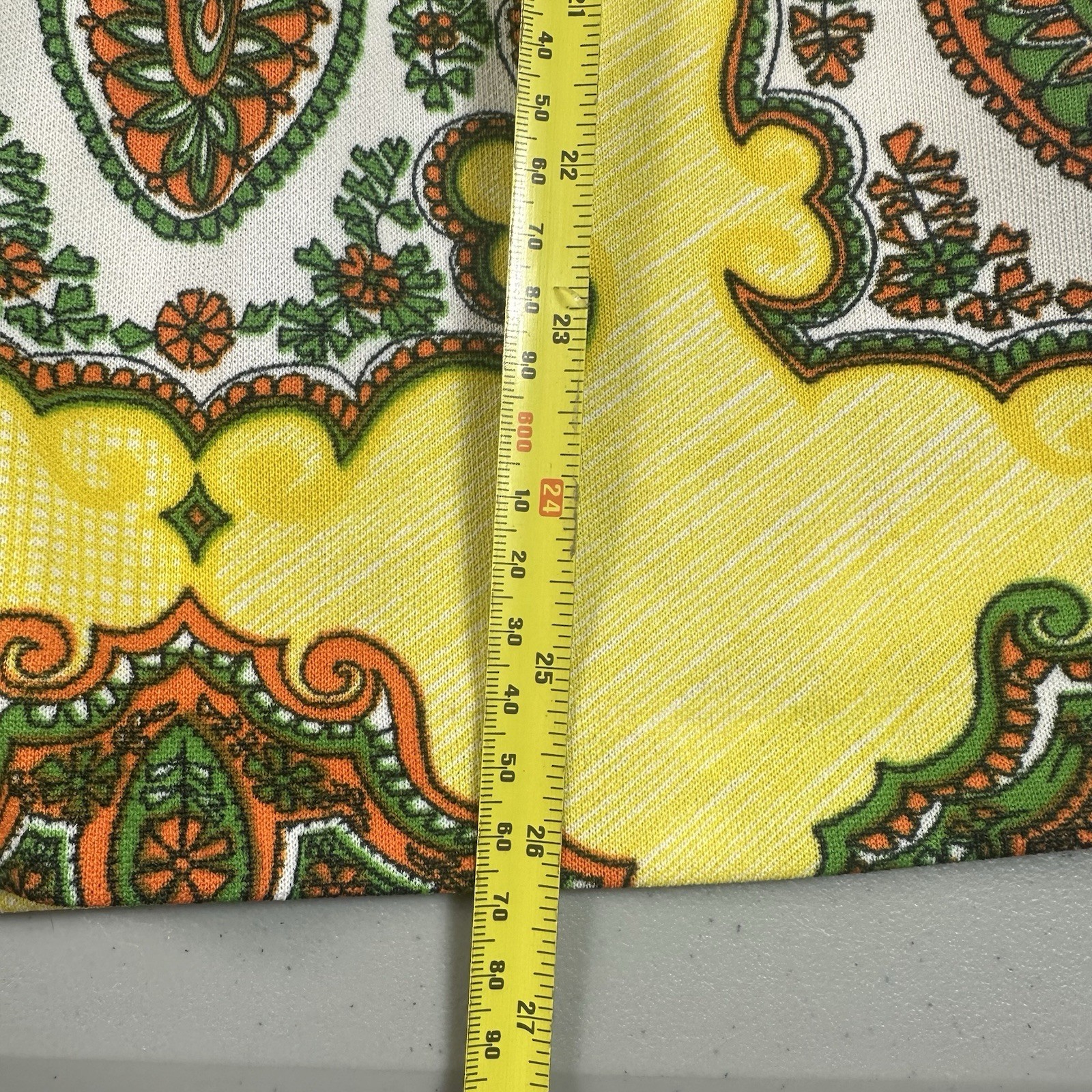 Vintage 1970s Women’s Top Button Front Blouse Yellow Green Groovy Large