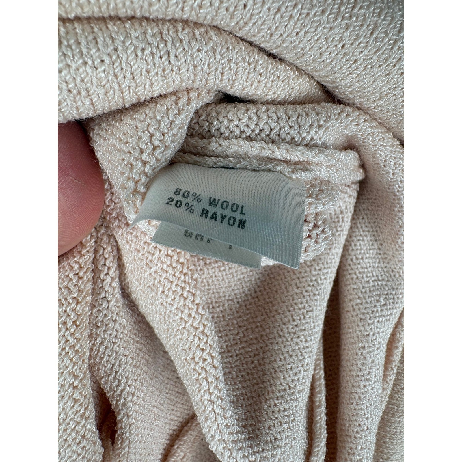 St. John Collection Knit Pencil Skirt Cream Wool Blend Vintage Quiet Luxury