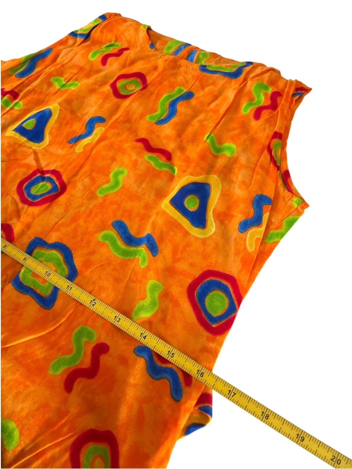 VTG 90s Groovy Rayon Maxi Dress Psychedelic Boho Sun Dress Sz S