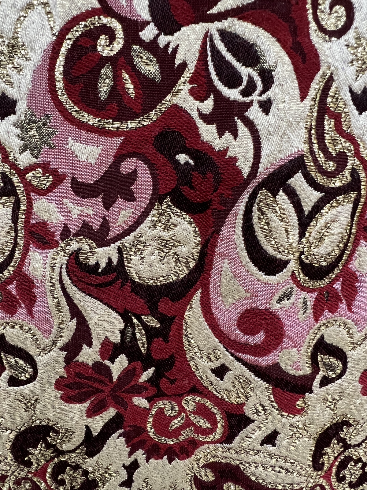 Vtg Vitage 1960s 60s Designer Harmay Burgundy and Gold Brocade Formal Gown