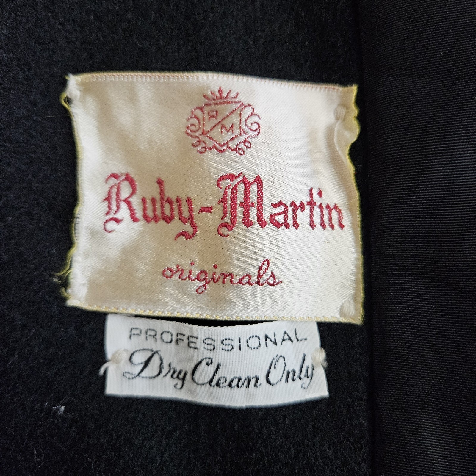 Ruby Martin Originals Coat Women’s 9 Black Wool Faux Fur Collar Retro 60s