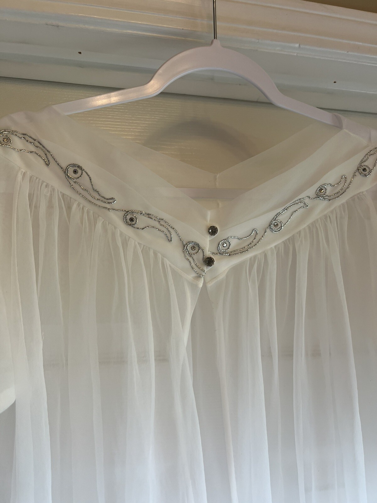 Vintage 60s(?) Pandora’s Lingerie Peignoir Bridal Chiffon Robe Size Medium
