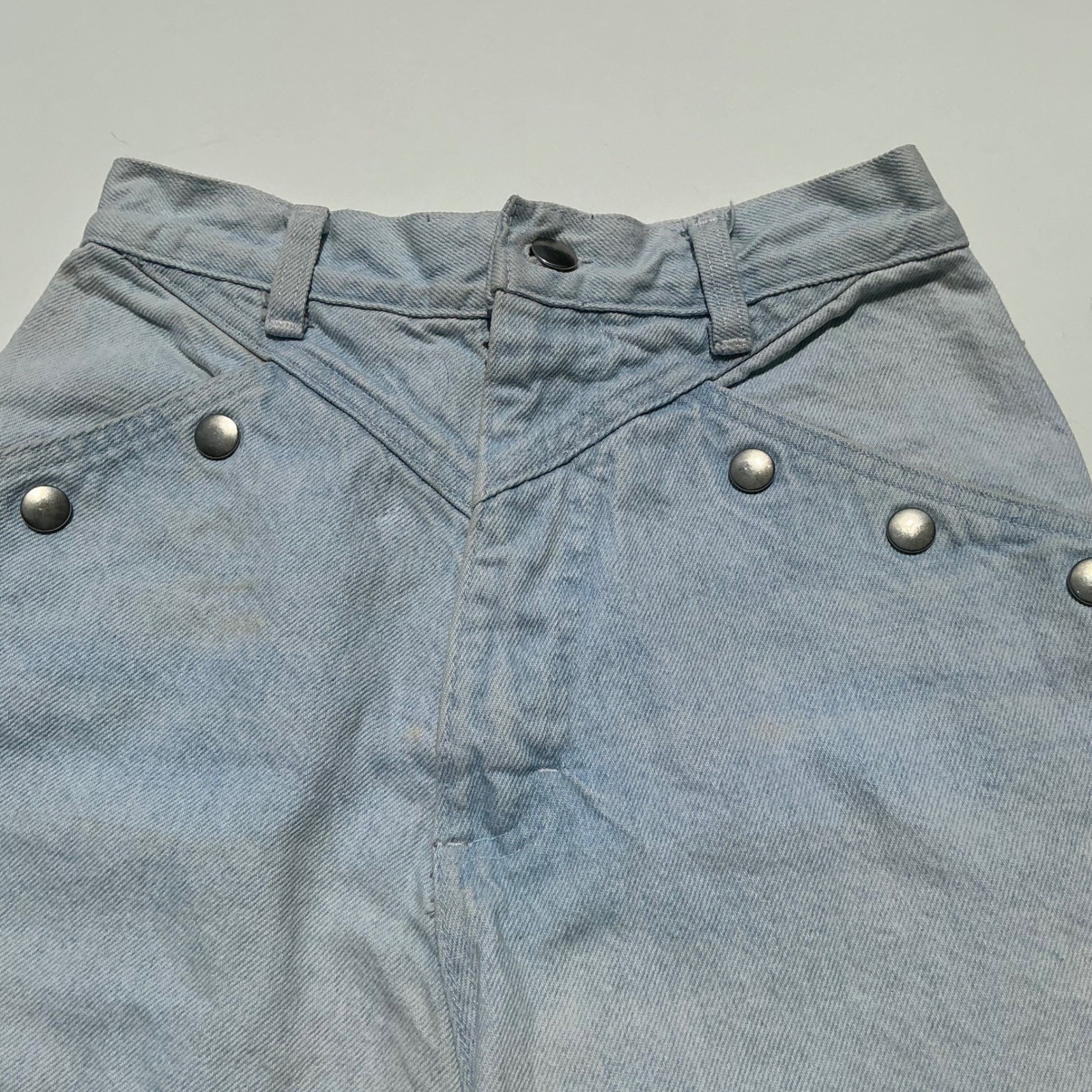 Vintage Western High Waist Snap Button Side Light Wash Denim Jeans Made in USA 9