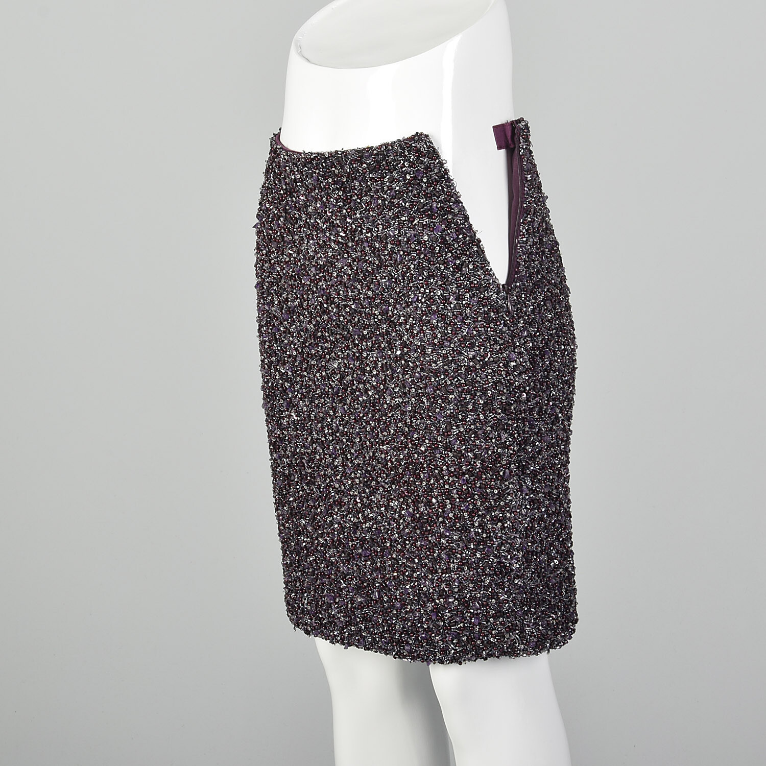 XXS Purple Skirt Amethyst Heavily Beaded Formal Cocktail Evening Party Mini VTG