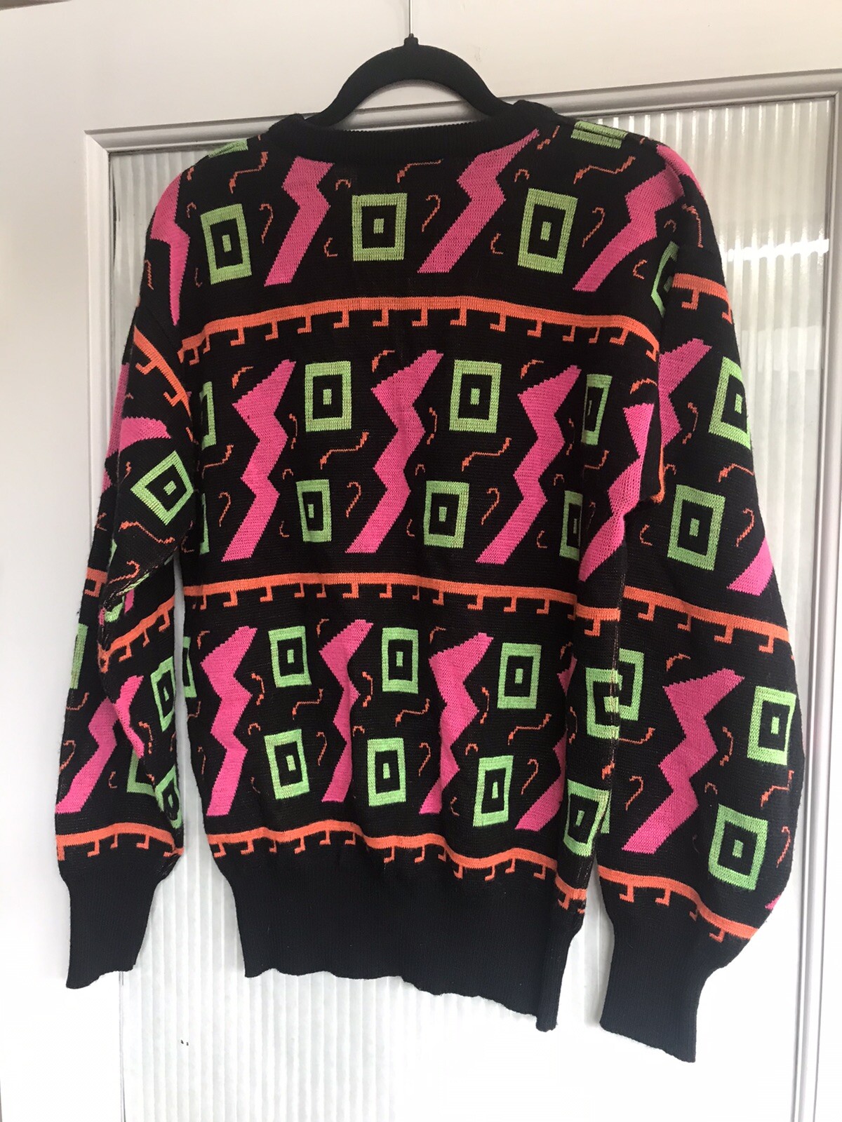 Vintage Ossi Skiwear Ski Sweater Neon Orange/Pink/Green 80’s Acrylic Wool Small