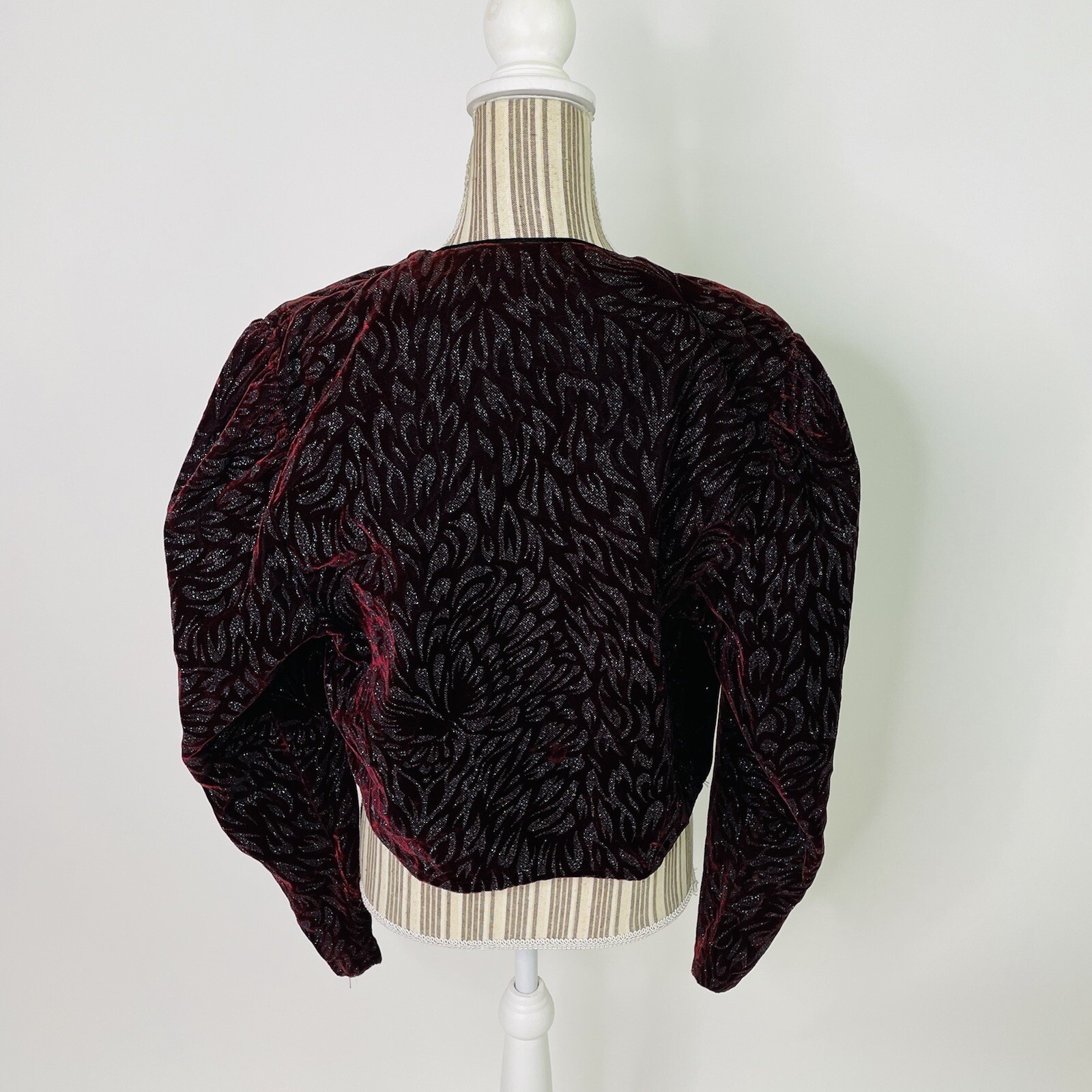 Vintage 80s 90s Velvet Encrusted Embossed Bling Sparkle One Button Cardigan L/XL
