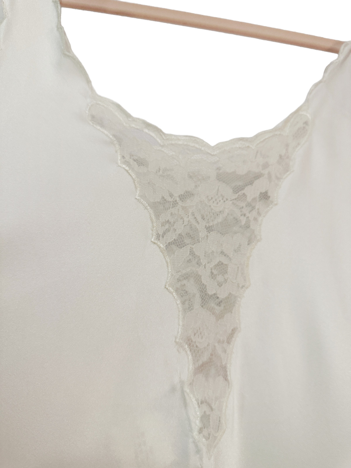 Vintage 1980s Sara Beth White Satin & Lace Nightgown Maxi Slip Dress Small