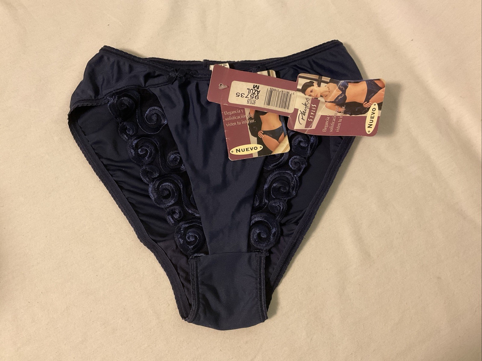 Vintage Y2K PLAYTEX Stylish Blue Liquid Satin Hi-Leg Bikini Panties Medium ÑWT