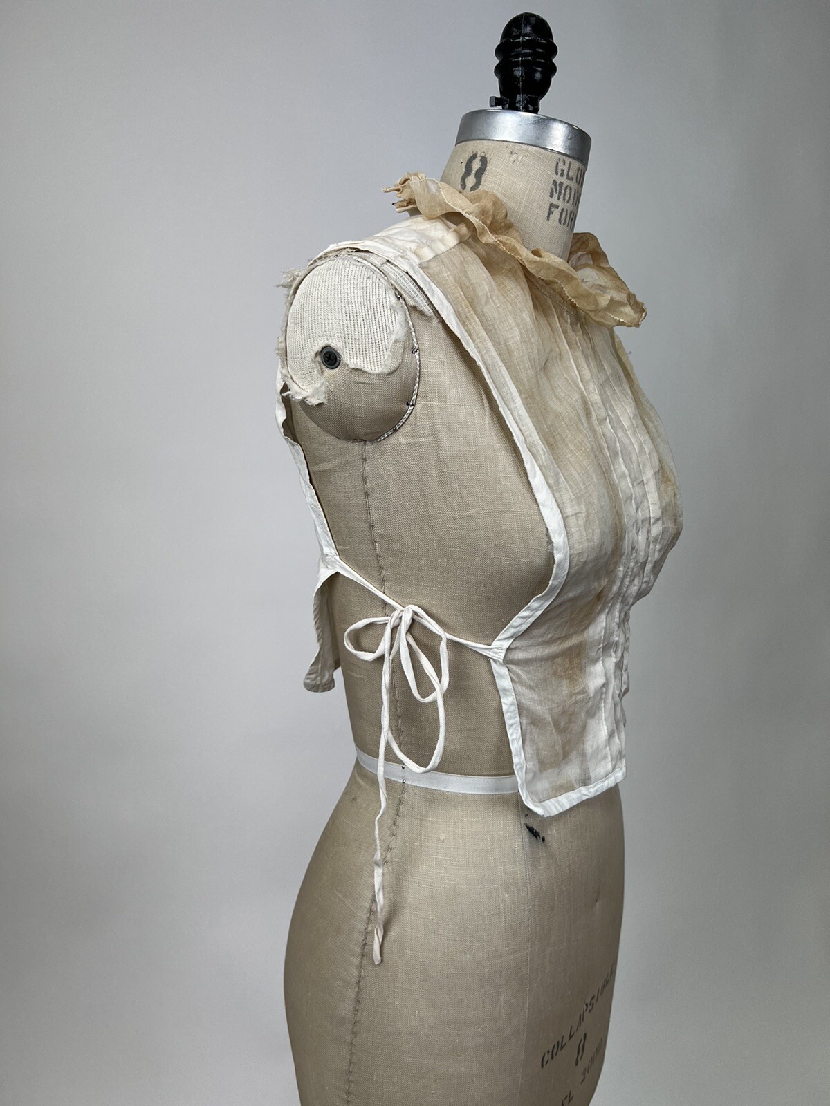 Antique 1930s Cotton Folk Printed Day Dress With False Collar Wounded Bird AS IS