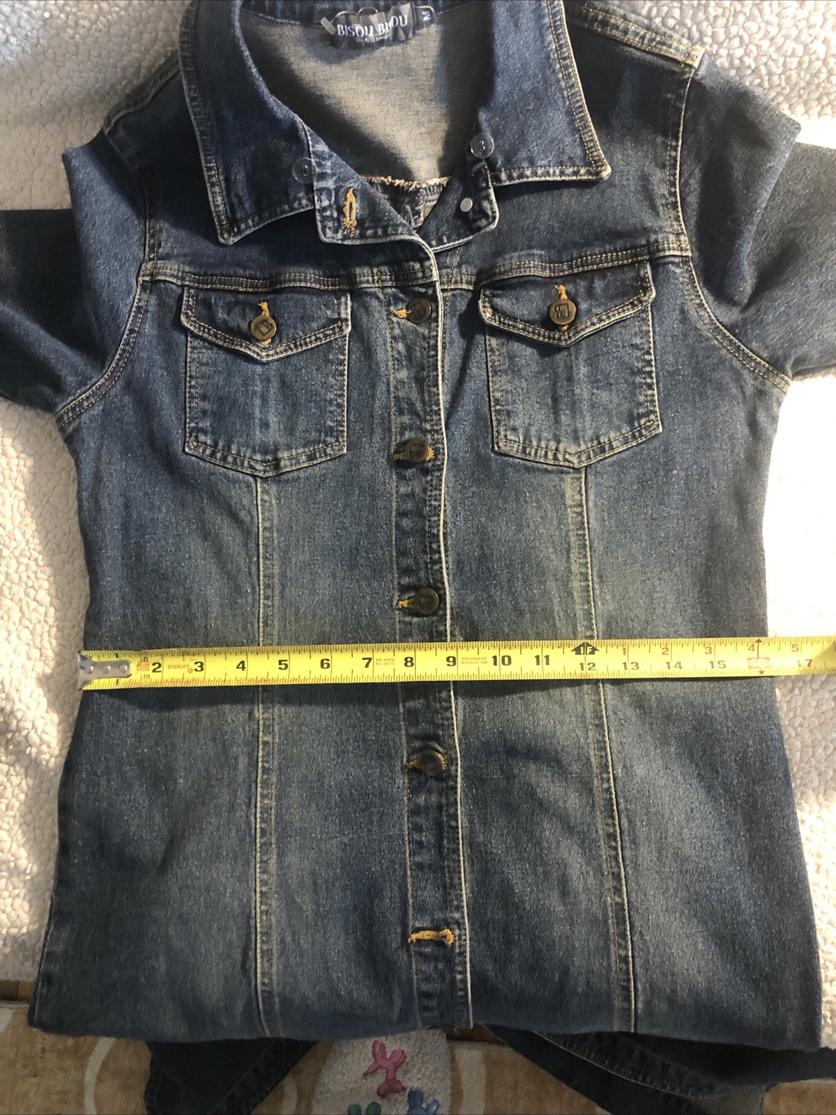Vtg Bisou Bisou Y2K Maxi denim Jacket Coat dress duster sz Med 90s grunge