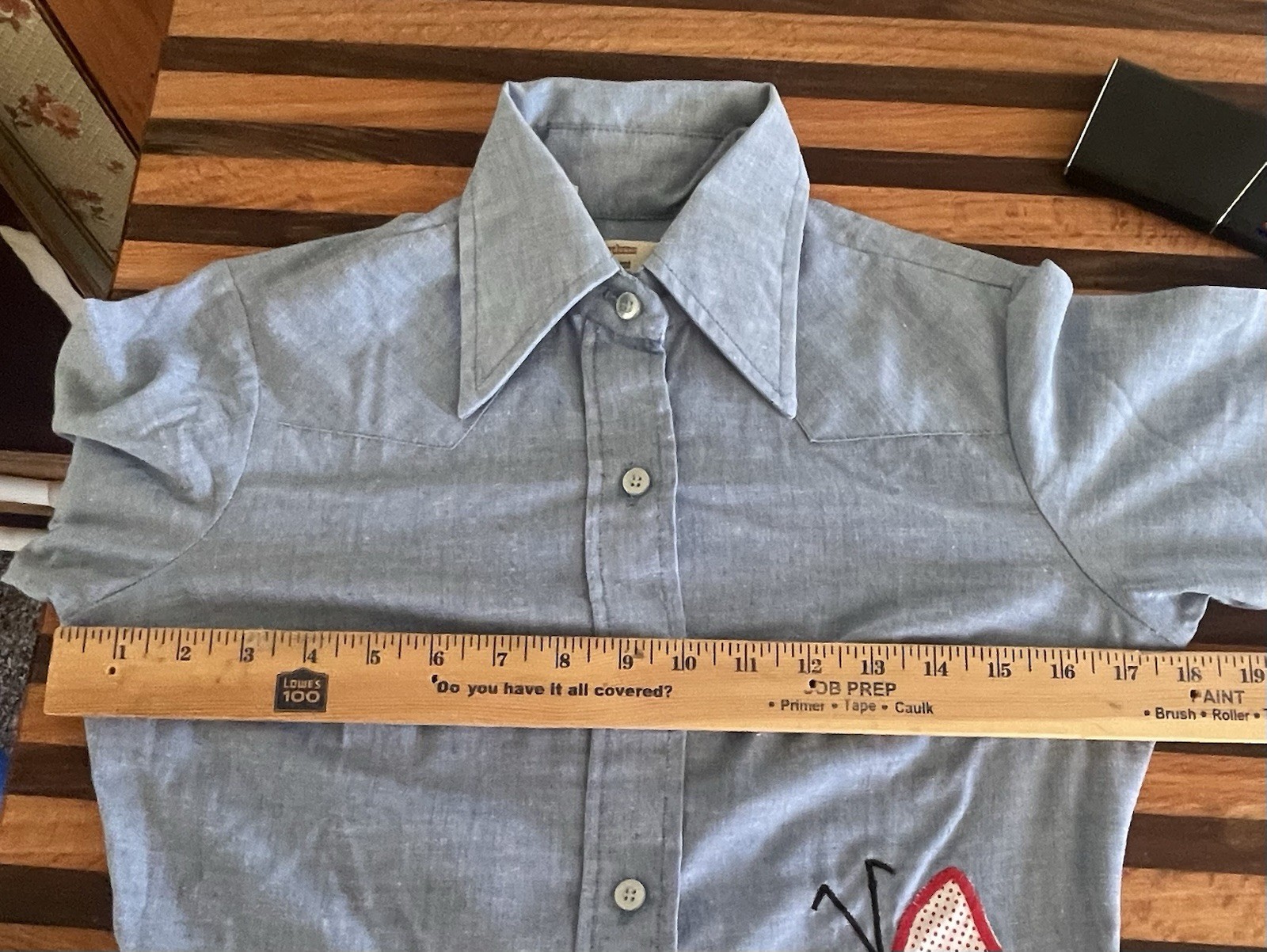 VTG 60s Stephens The Great American Classic Look Denim Shirt Embroidered 3735