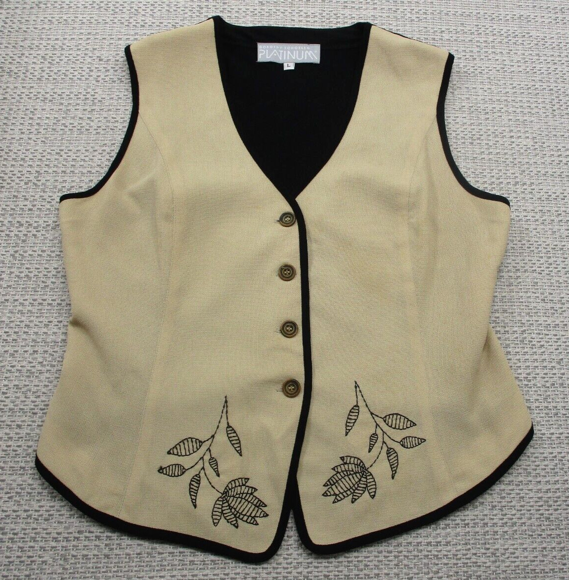 Dorothy Schoelen Platinum Vest Womens Large USA MADE Embroidered