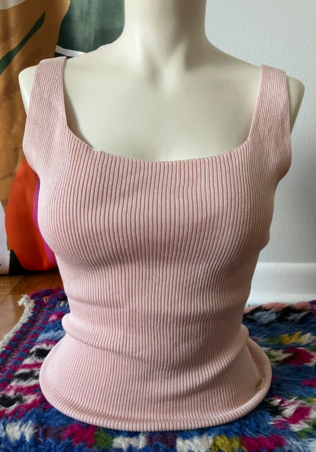 Vintage 90s Tommy Bahama Silk & Cotton Light Pink Ribbed Tank Top Women’s S