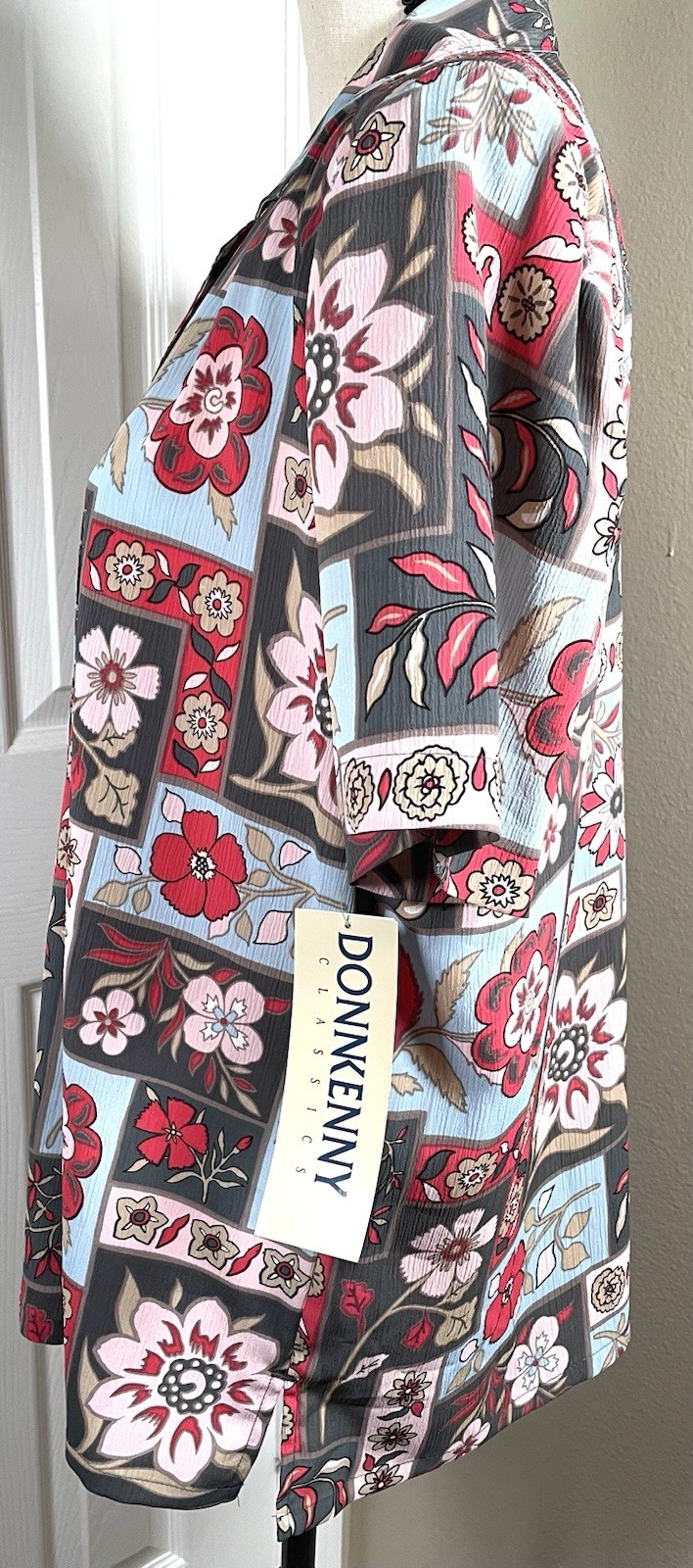 NWT Retro 80’s Deco Patchwork Women’s Vintage Size L Floral Blouse Don Kenny