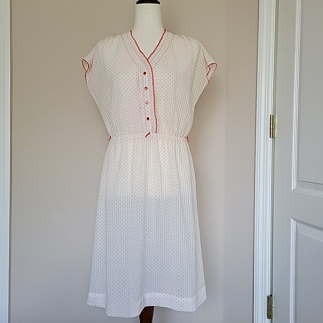 Vintage Jerrie Lerie 50s 60s Midi Dress Size M Polka Dot Rockabilly Feminine Red