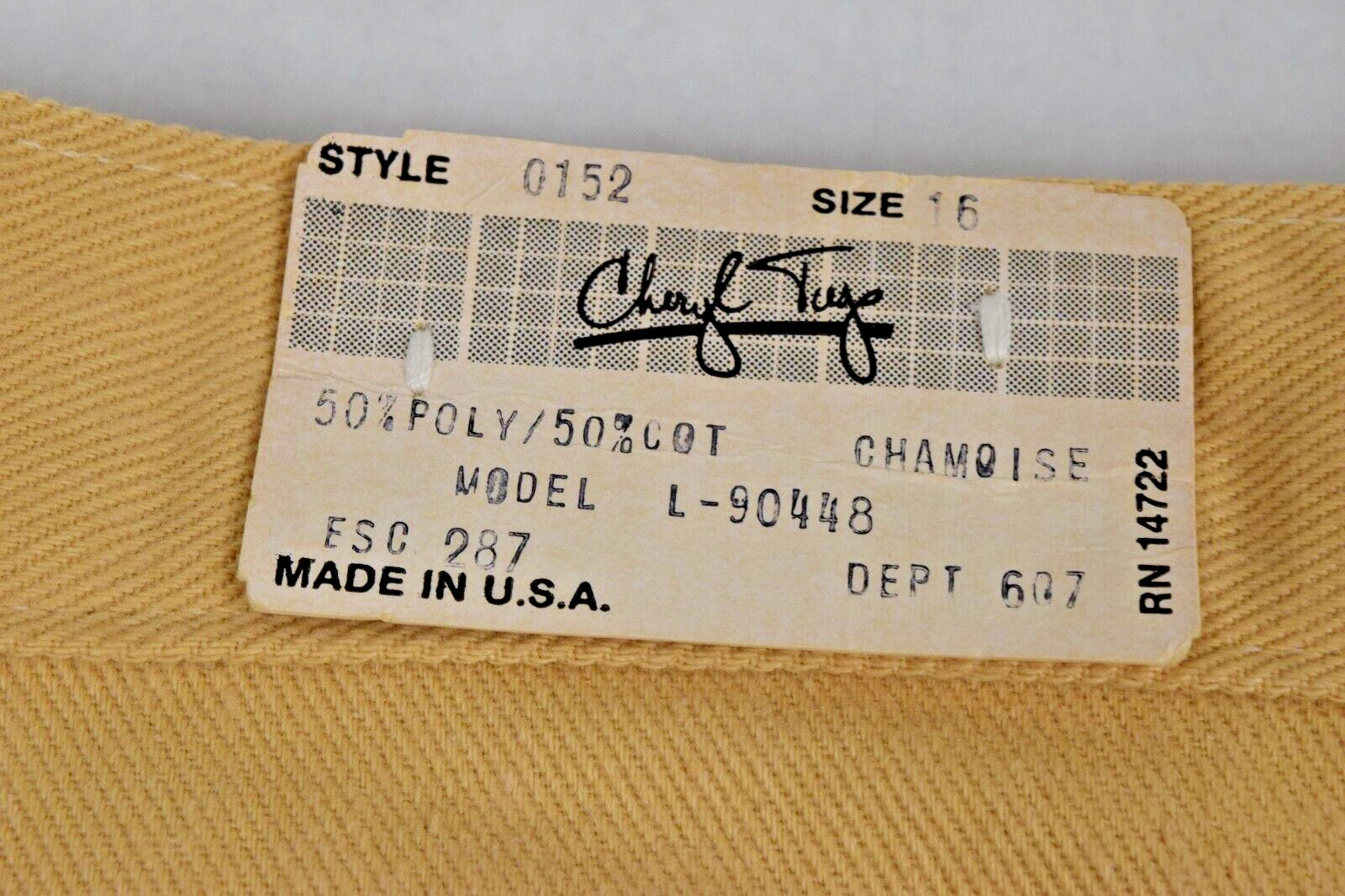 Vintage Cheryl Tiegs Pants Size 32 x 32 80s Chamois Tan Signature Made USA NWT