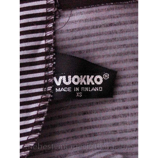 Vintage 1970s Scandinavian Designer Vuokko Gray Stripe A-Line Mini Dress XS