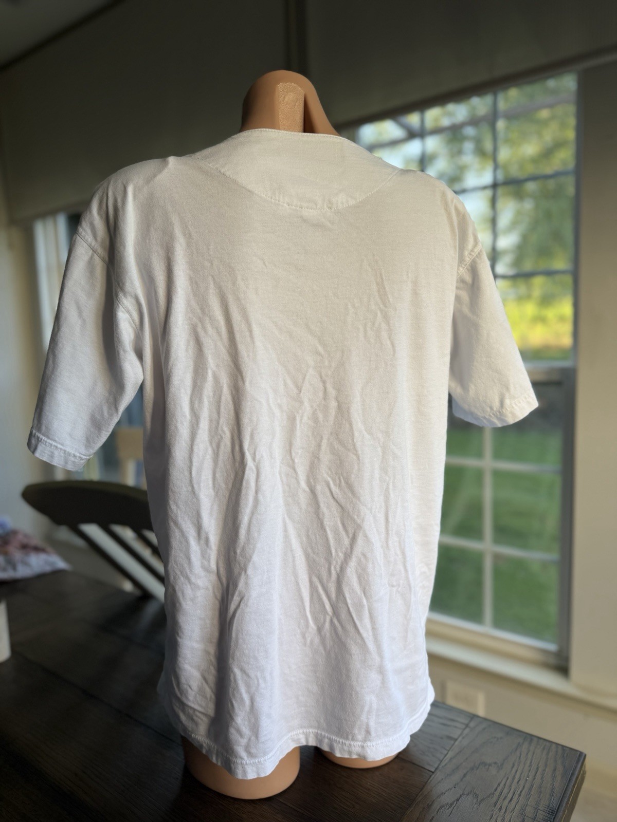 Vintage 80s Olsen Italy Graphic T-Shirt White Cotton Shoulder Pads Size 38 (M-L)