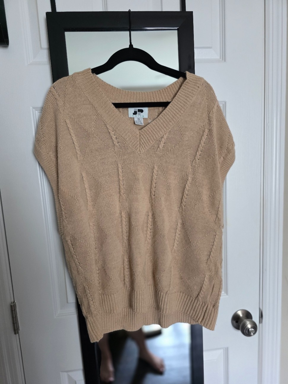 JP Knits Vintage 80s Cotton Ramie Knit Sweater Vest Beige 22/24