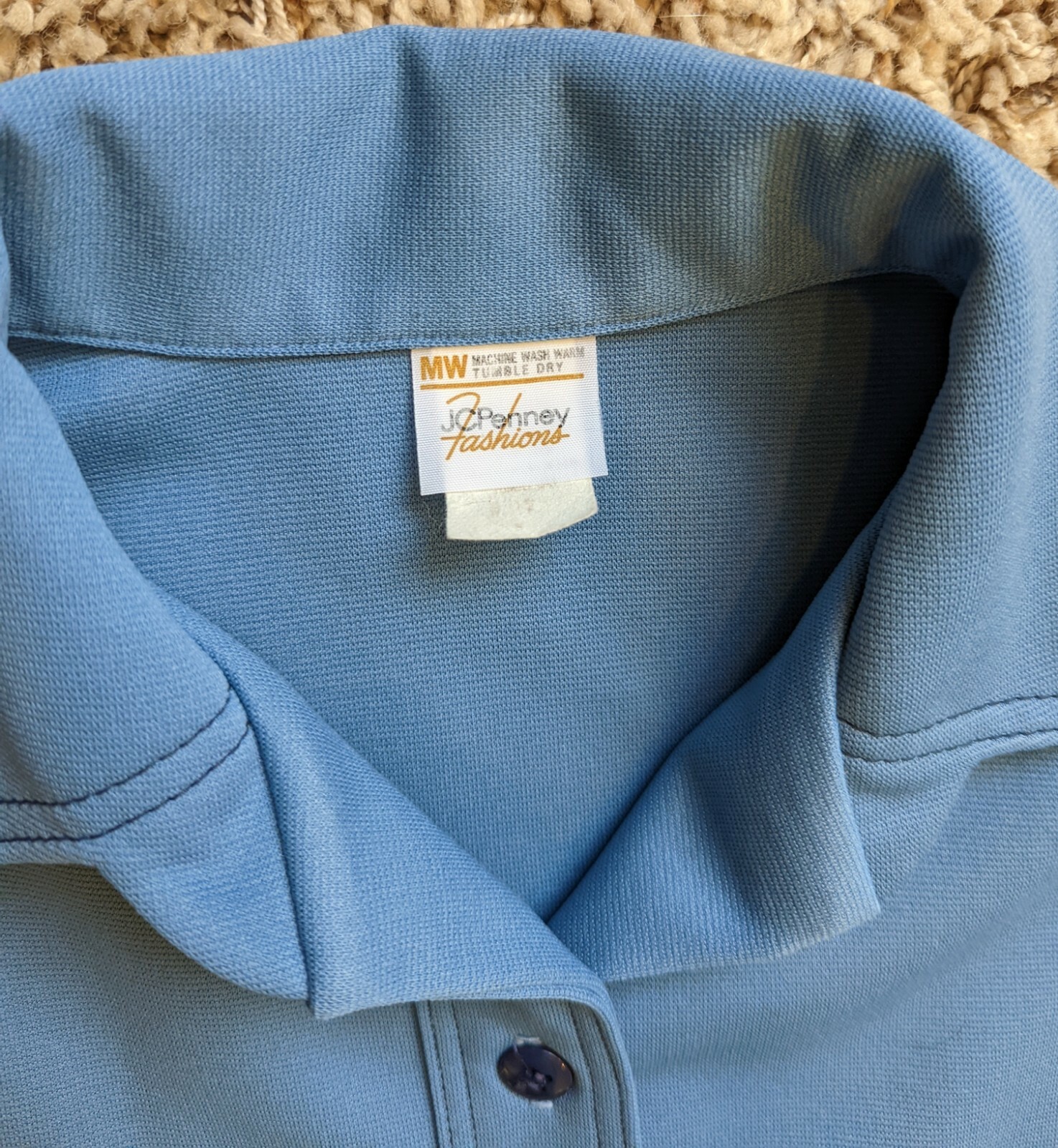Vintage 70s JC Penny Fashions Leisure Suit Bell Bottom Hippy Retro Blues Sz 12