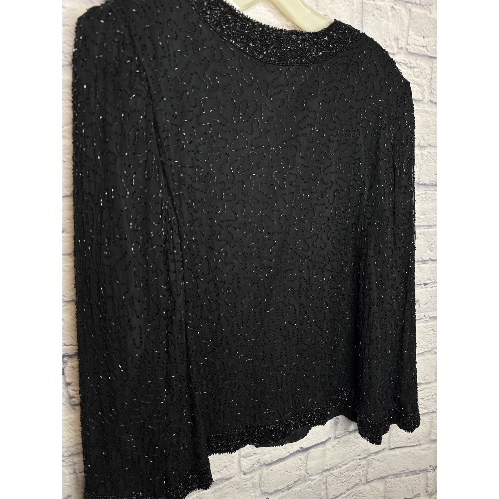 Lawrence Kagan New York Vintage Women’s Fully Black Beaded Formal Jacket SZ MED
