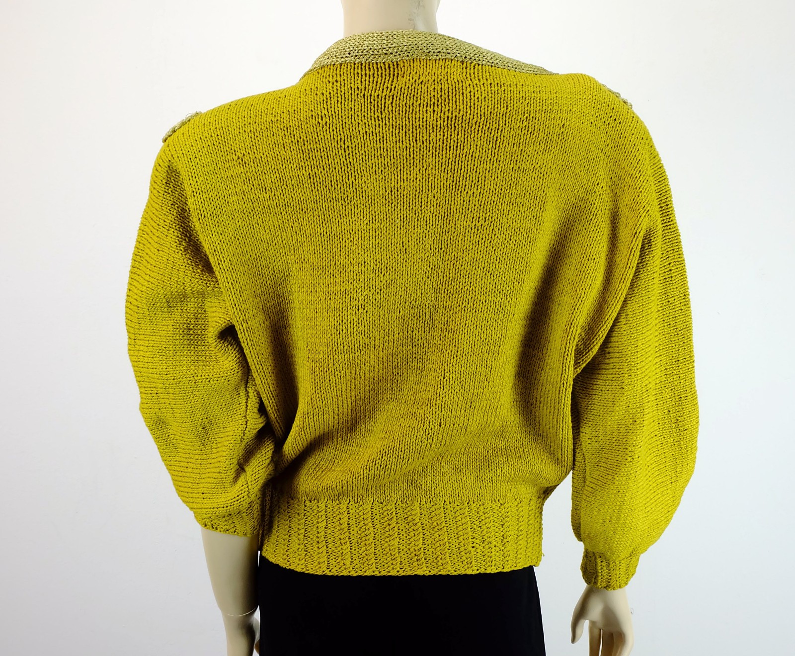 unusual 80s jumper cotton sequin appliqués size 36