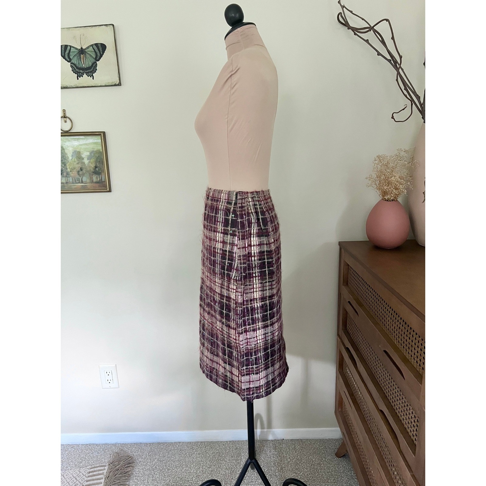 Vintage Y2K Focused By Shani Silk Plaid Skirt