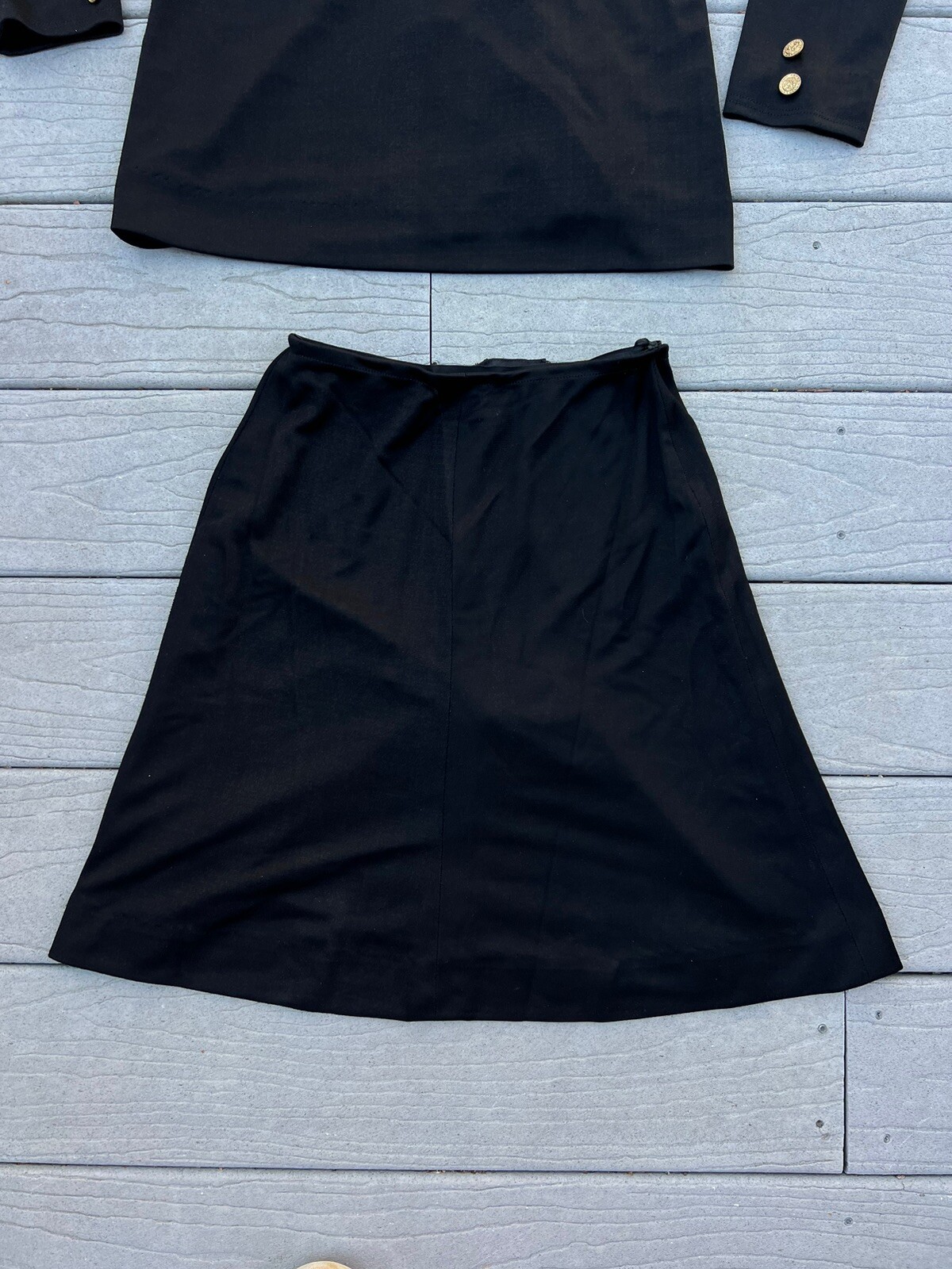 Vintage 1960s/1970s Two Piece Black Mini Skirt And Shirt Size XXS Classic
