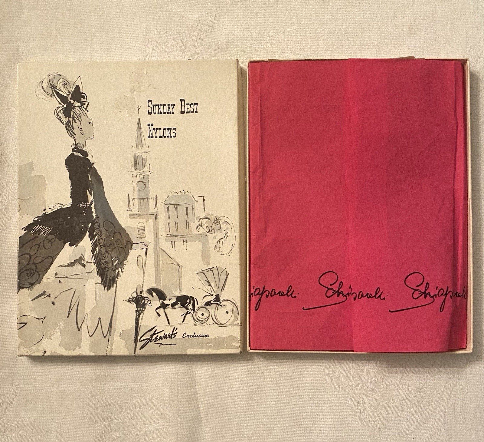 Vintage Seamless RHT Nylon Stockings In Sunday Best Box Possibly Schiaparelli