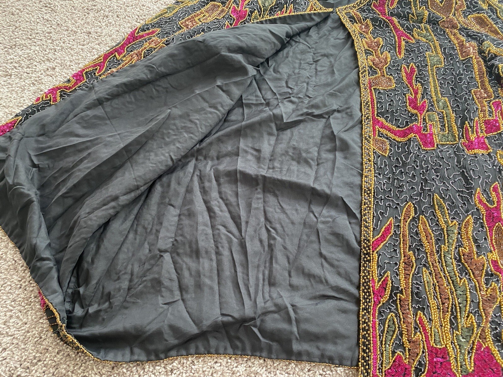 judith ann Black Gold Red Beading Vintage Jacket Blazer 1X 16-18