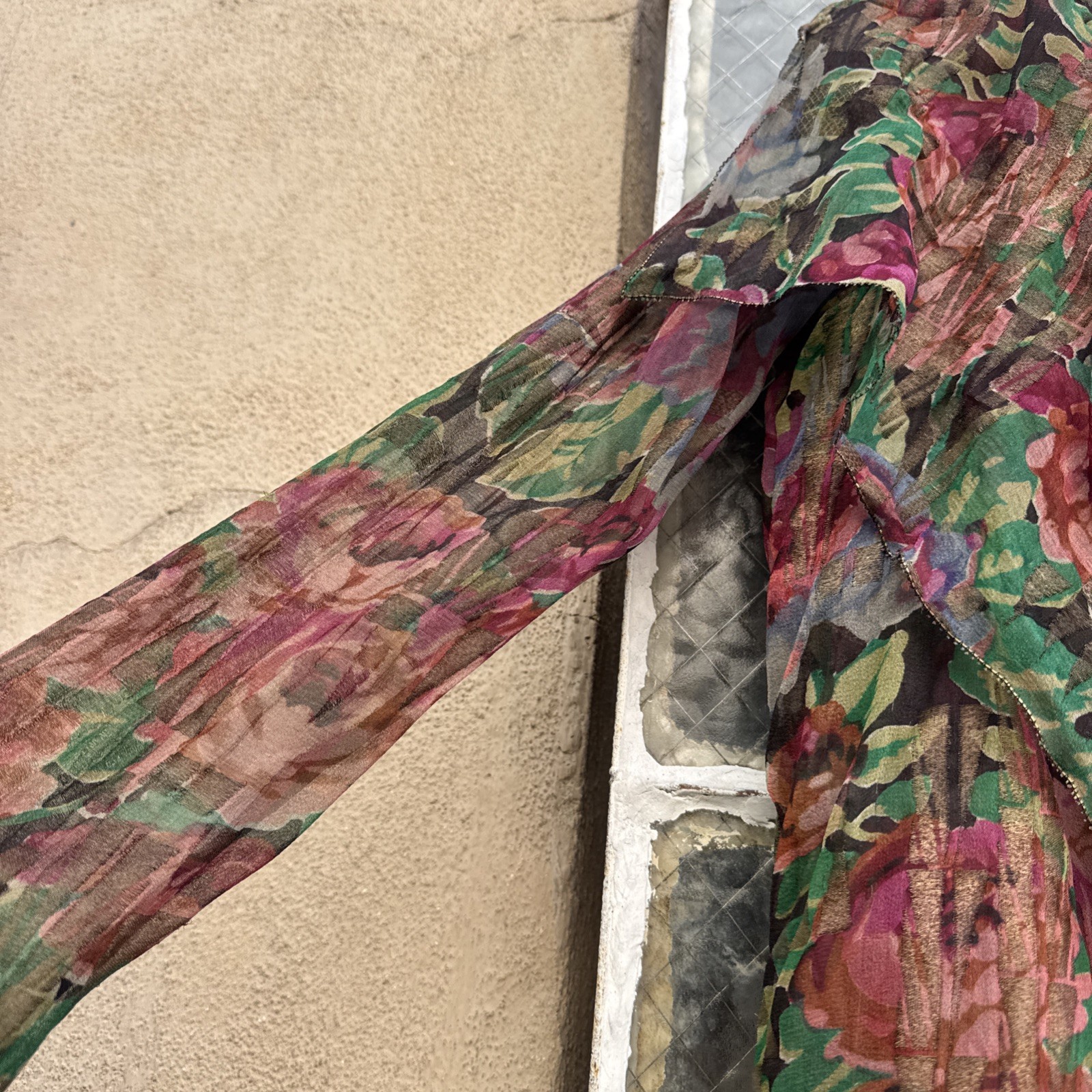 Antique 1920s Rose Floral Silk & Gold Lamé Blouse 1930s Dress Top Vintage