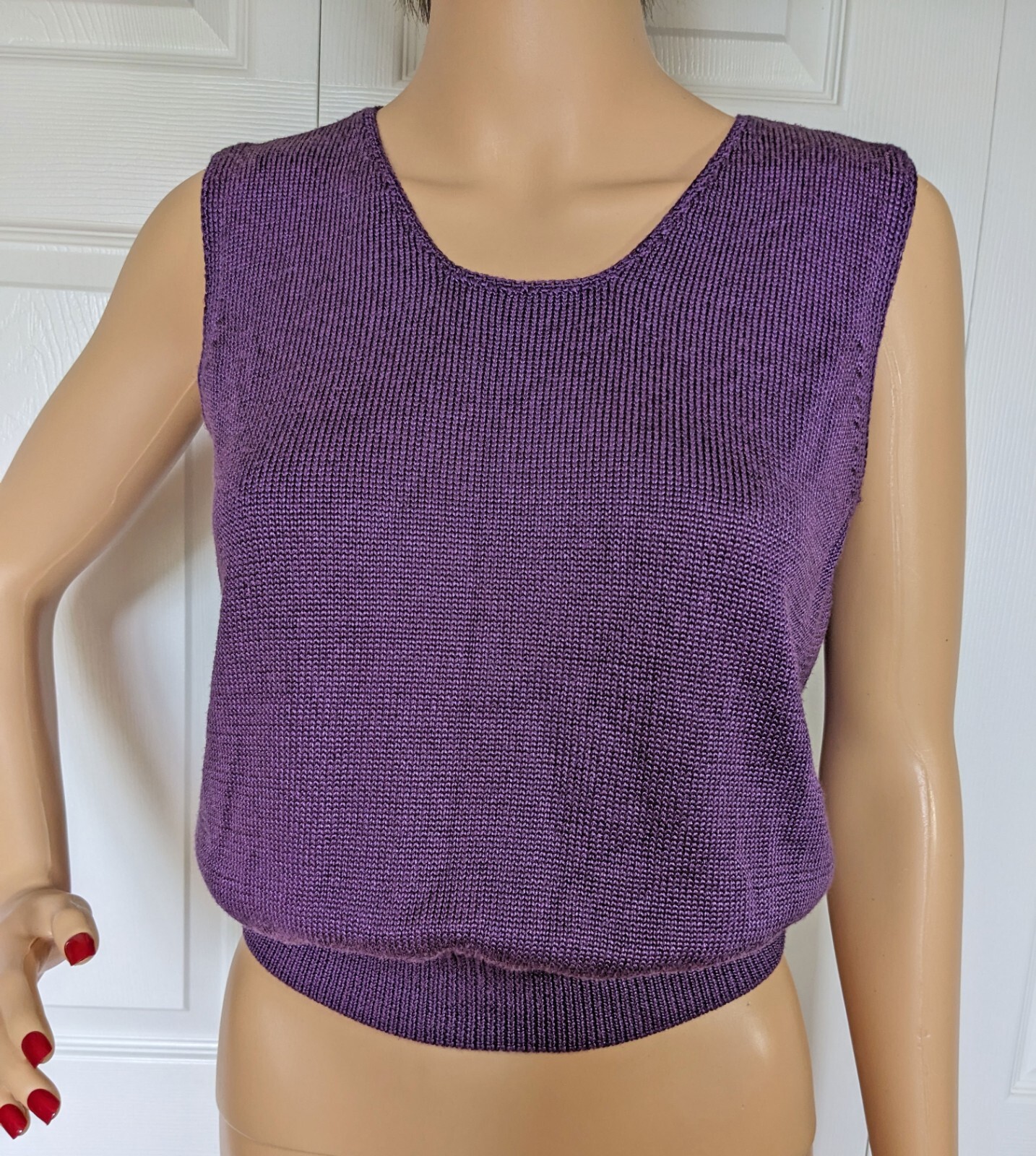 Fia Italia Handloomed Tank Top & Cardigan 34″ bust set, Purple pullover tank SM