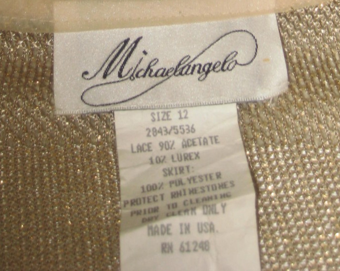 Vintage Michaelangelo gold thread metallic 2 pc cardigan sleeveless long gown 12