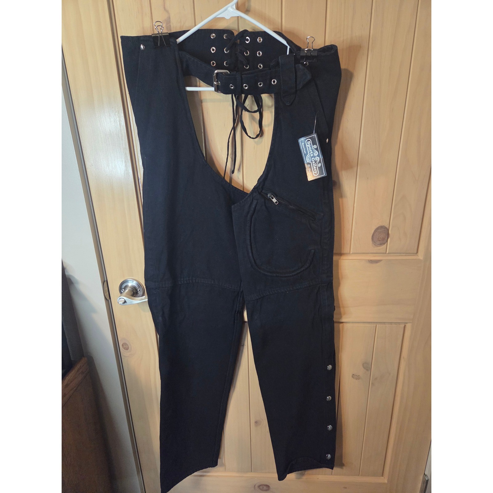 VTG Sports Gallery Chaps Women Black Adjustable Lace Up Biker Rave Festival NWT
