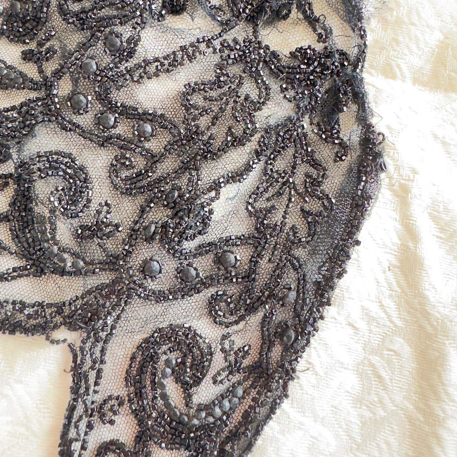 Antique Victorian French Jet Beaded Net Mantle / Capelet Mourning Attire AS IS