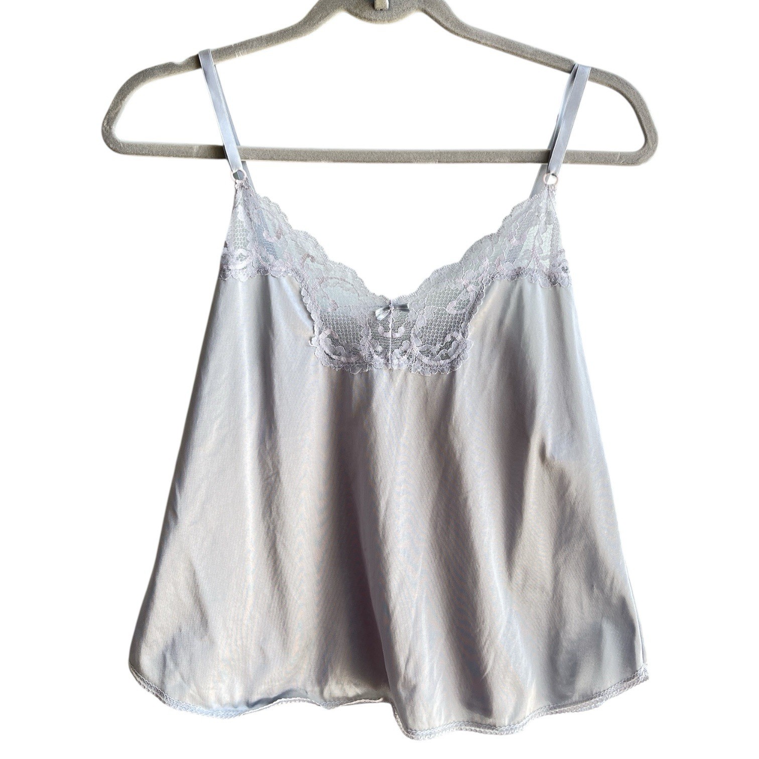 Vintage Maiden form Light Gray Lacy Slip Top Camisole Size 36 Lingerie Sleepwear