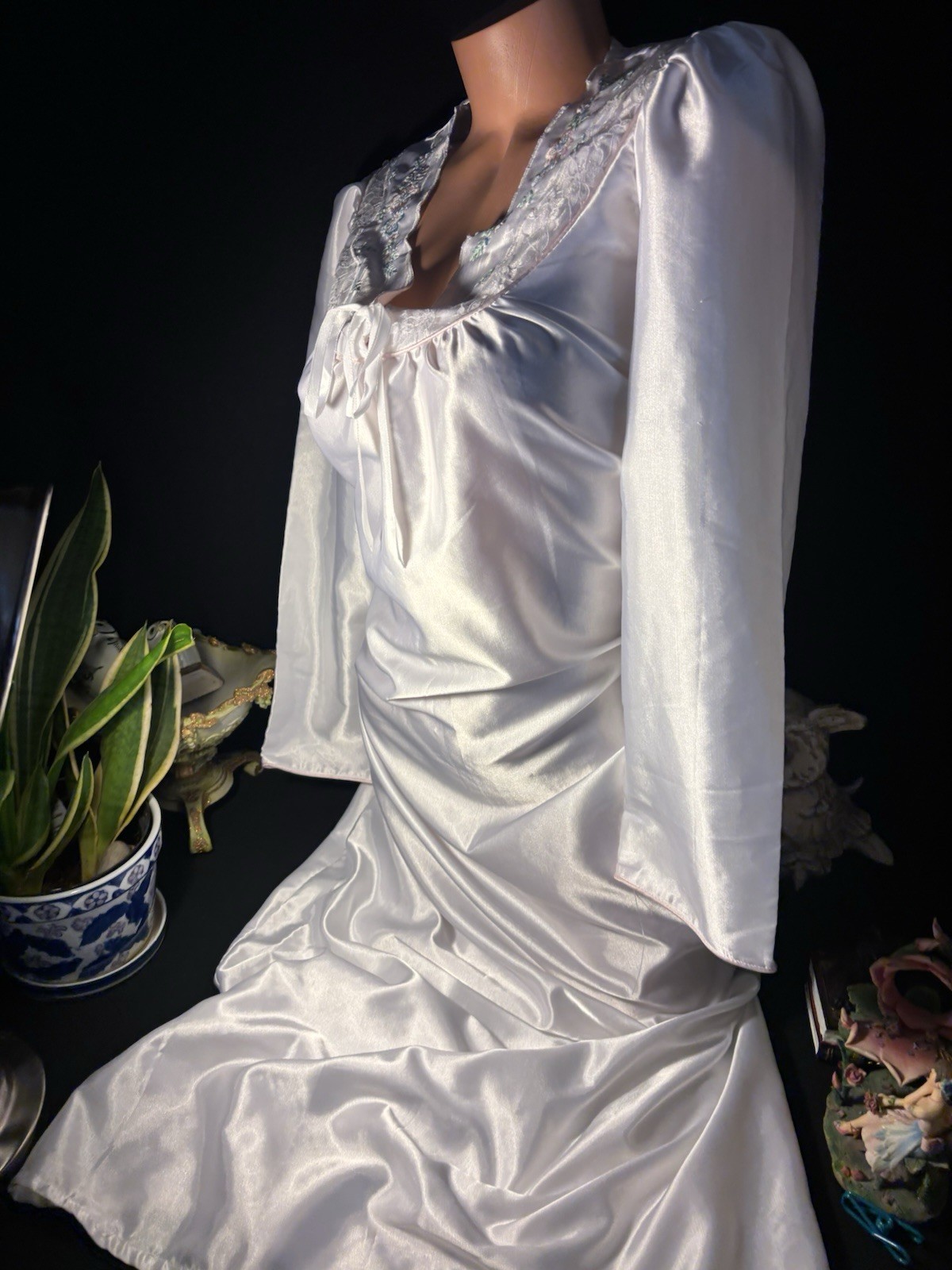 Vtg Satin Shiny White Gown Long Nightgown Vtg Sexy Anastasia Nightgown Long Gown