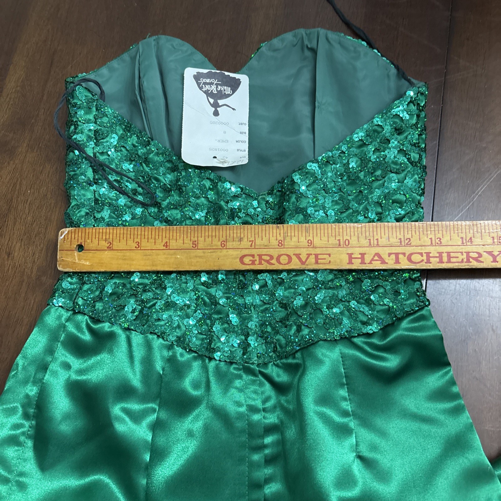 Stunning Vintage 1980s Mike Benet Formals Strapless Evening Gown – Emerald Green