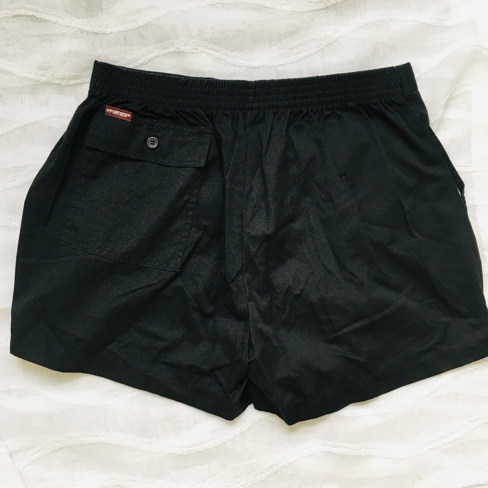Vtg McGregor High Waisted Flat Front Elastic Waist Shorts Sz L Pocket