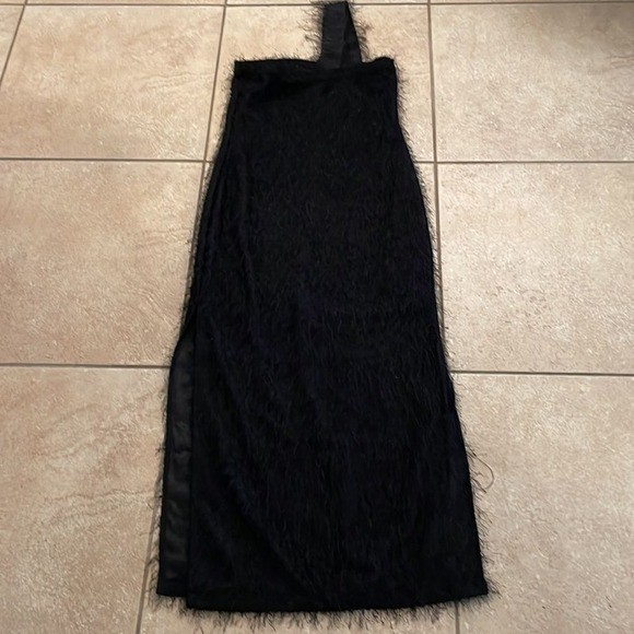Vintage Versace Jeans Couture Black Feather Textured One Shoulder Women’s