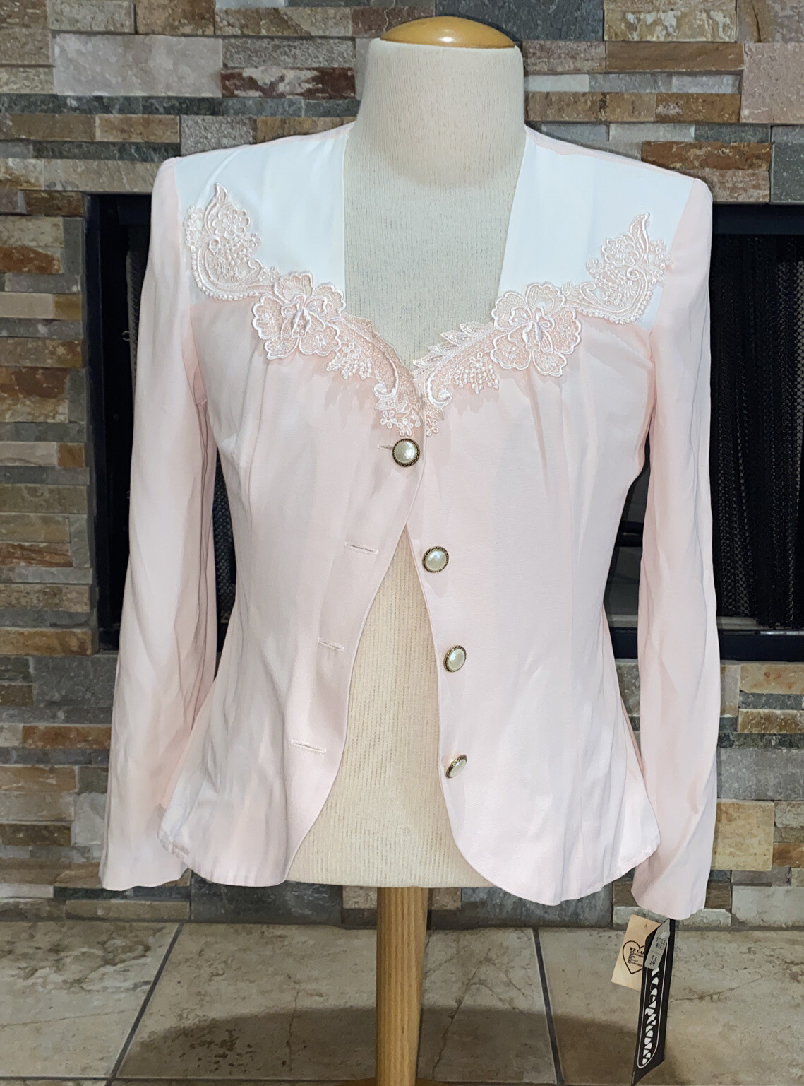Vintage 80’s 90’s Perceptions Irene Women’s Pink Blouse Jacket Pearl Size 14 NEW