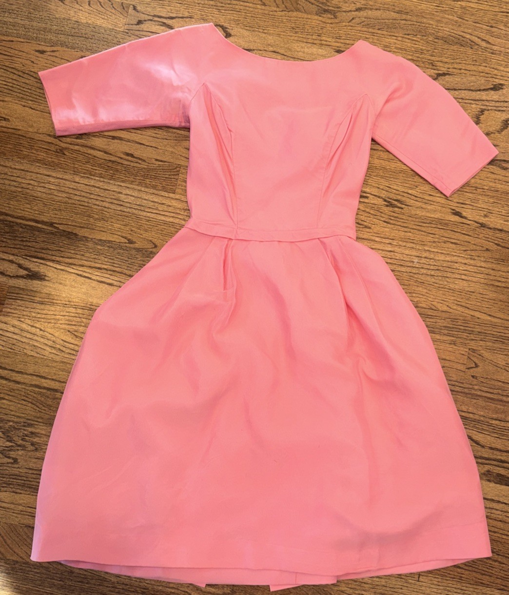 Vintage 50s LORRIE DEB Womens Sz 13 Tea Length Cocktail PINK Satin Party MINT