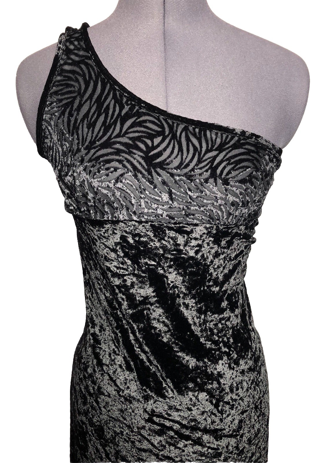 Vtg 90s whimsygoth Witchcore Black Velvet One Shoulder Gown Marilyn Monroe M