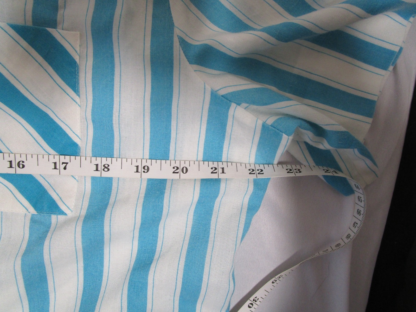 Handmade Vintage Single Stitch Light Turquoise Button Up Short Sleeve Blouse L