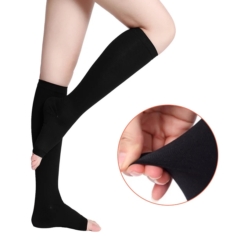 Plus Size 34-46mmHg Medical Compression Stockings Unisex Grade Open Toe Socks