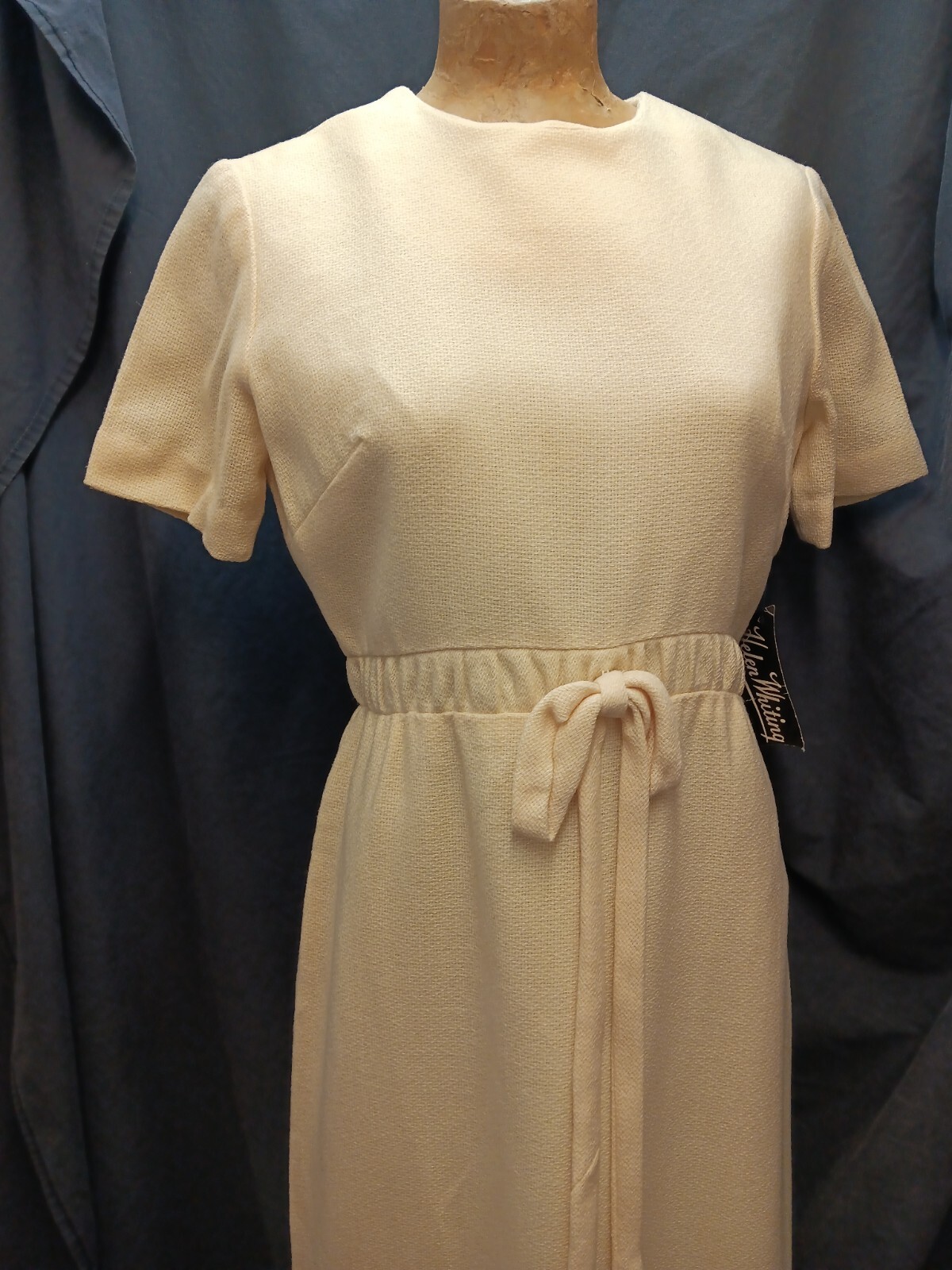 Vintage 1950’s Cream White Wool Nylon Dress by Helen Whiting Medium NWT