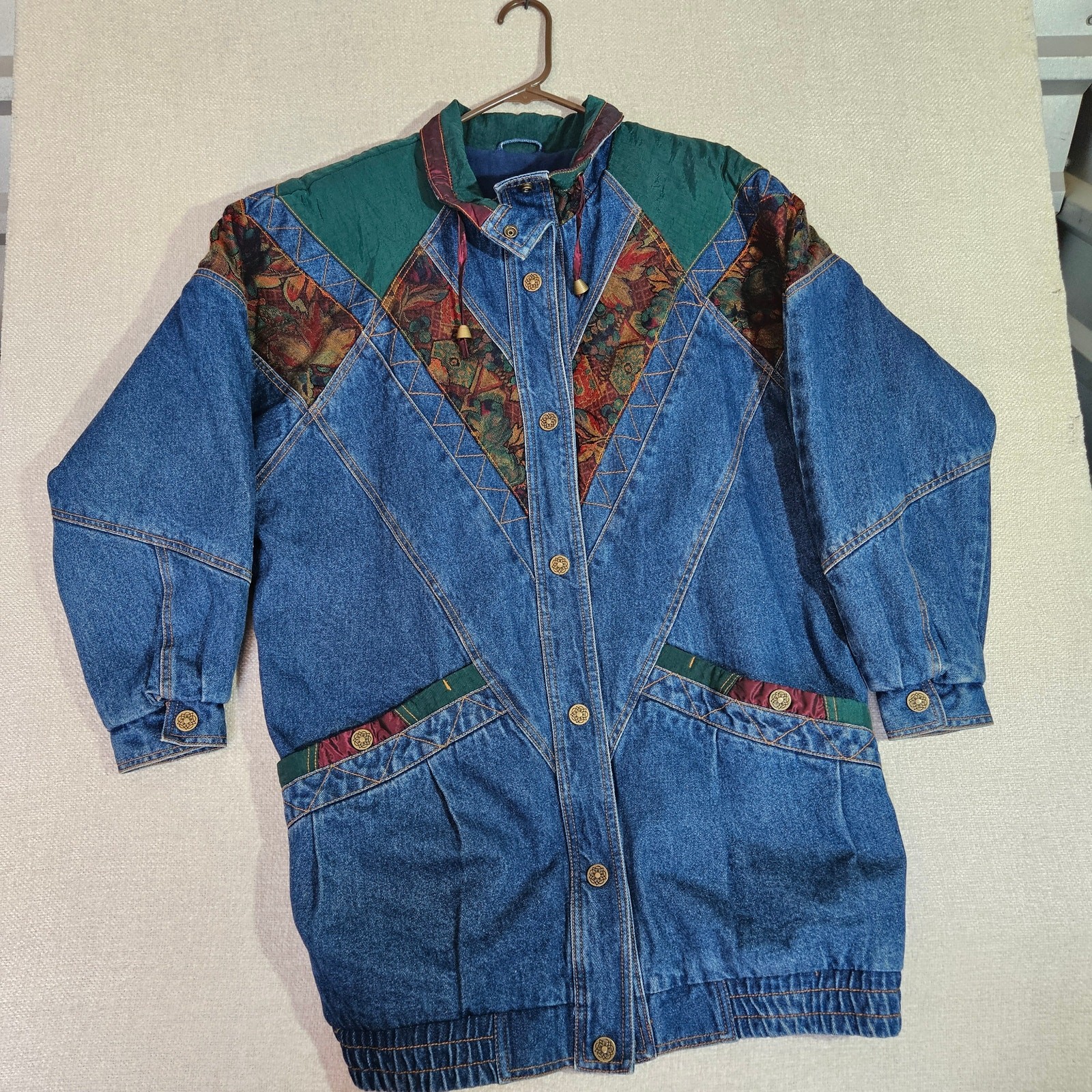 Vintage 80s Current Seen Tapestry Patchwork Jacket Womens Large